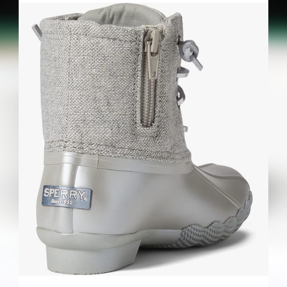 🆕 Sperry Topsider Core Saltwater Rain Duck Boots Grey Silver Iridescent Kids - Picture 5 of 16